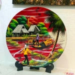 Đĩa Sơn Mài Lưu Niệm - Làng Quê Việt Nam (D=20cm)