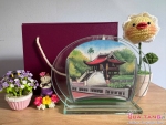 Tranh cát phong cảnh Oval 2 mặt - Kích thước 18x23 cm