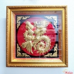 Tranh đồng chữ Phúc hóa rồng (tiếng Hán 福) 40x40cm