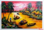 Tranh sơn mài phong cảnh làng quê Việt Nam loại lớn - loại màu (40x60cm)