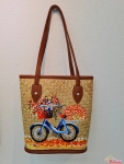 Túi xách cỏ bàng vẽ dây đeo (26cm x 32cm)