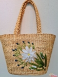 Túi xách lục bình - xách tay dài thêu hoa cả quai 55cm (25cm x 30cm)