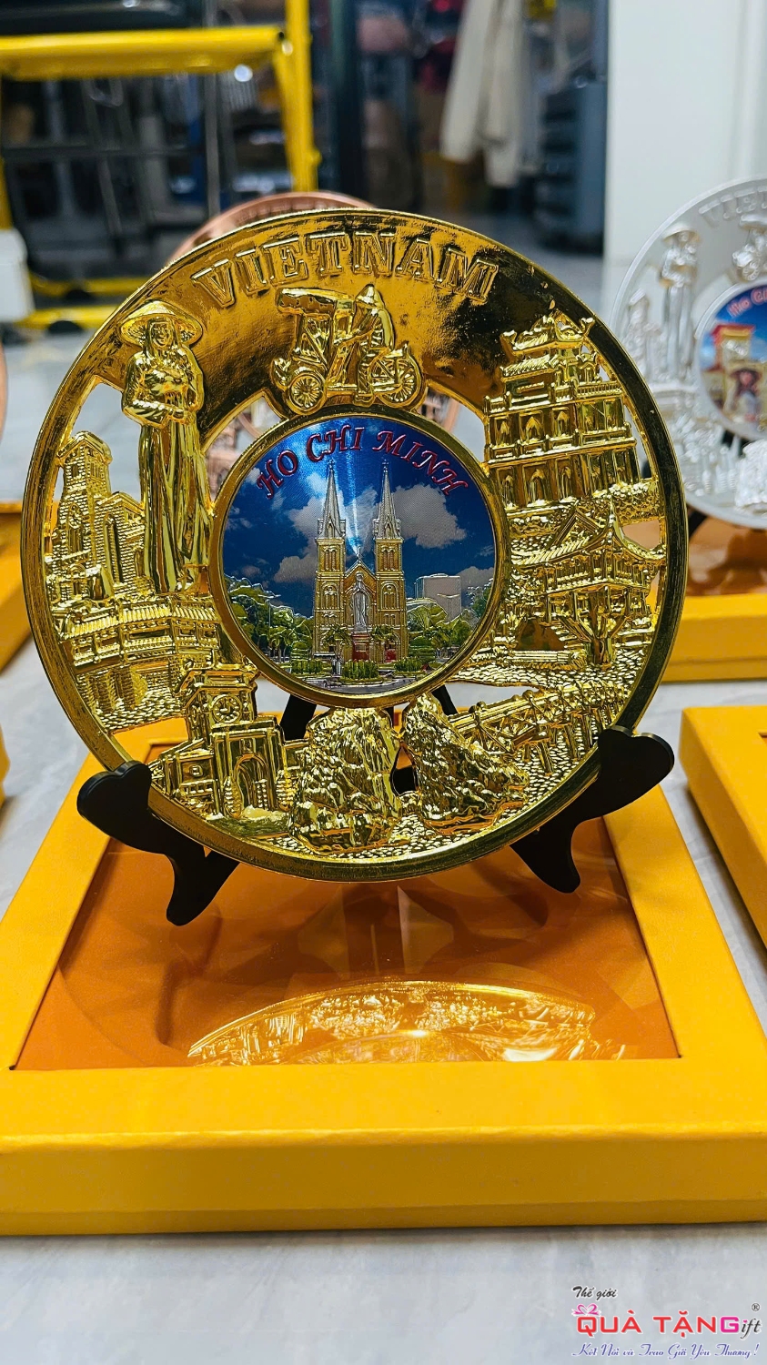 đĩa lưu niệm mạ vàng bạc đồng (5)
