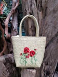 Túi xách cỏ bàng thuê hoa đỏ (30cm x 45cm)