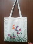 Túi Canvas vẽ - Hoa cỏ (34cm x 36cm + quai 26cm)